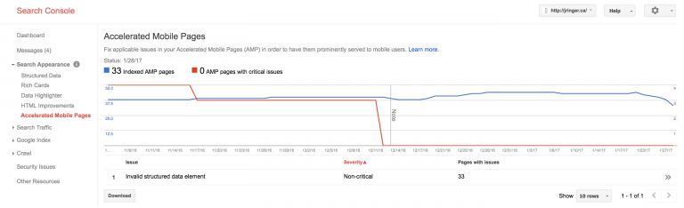screenshot of AMP errors