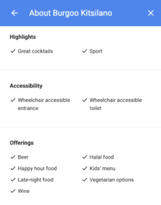 Google My Business Attributes