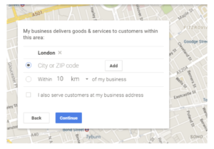 Google my business set service area