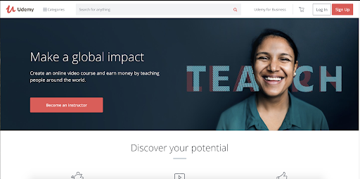 udemy website home page screenshot