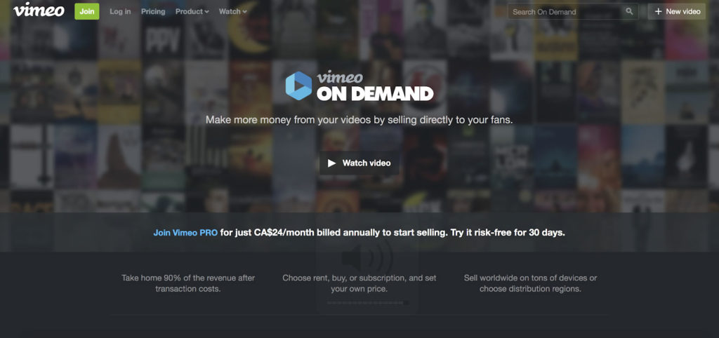 vimeo home page screenshot