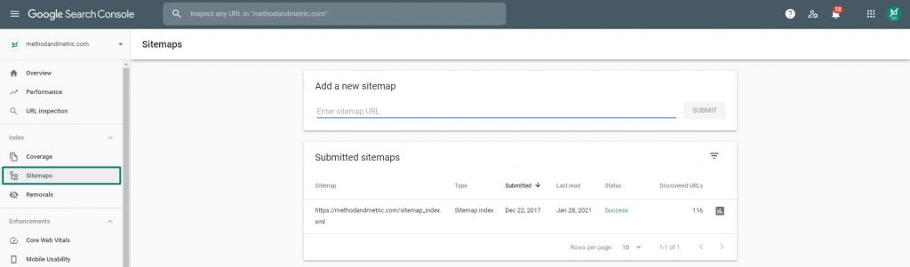 google search console sitemaps example