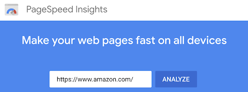 PageSpeed Insights Entrance page