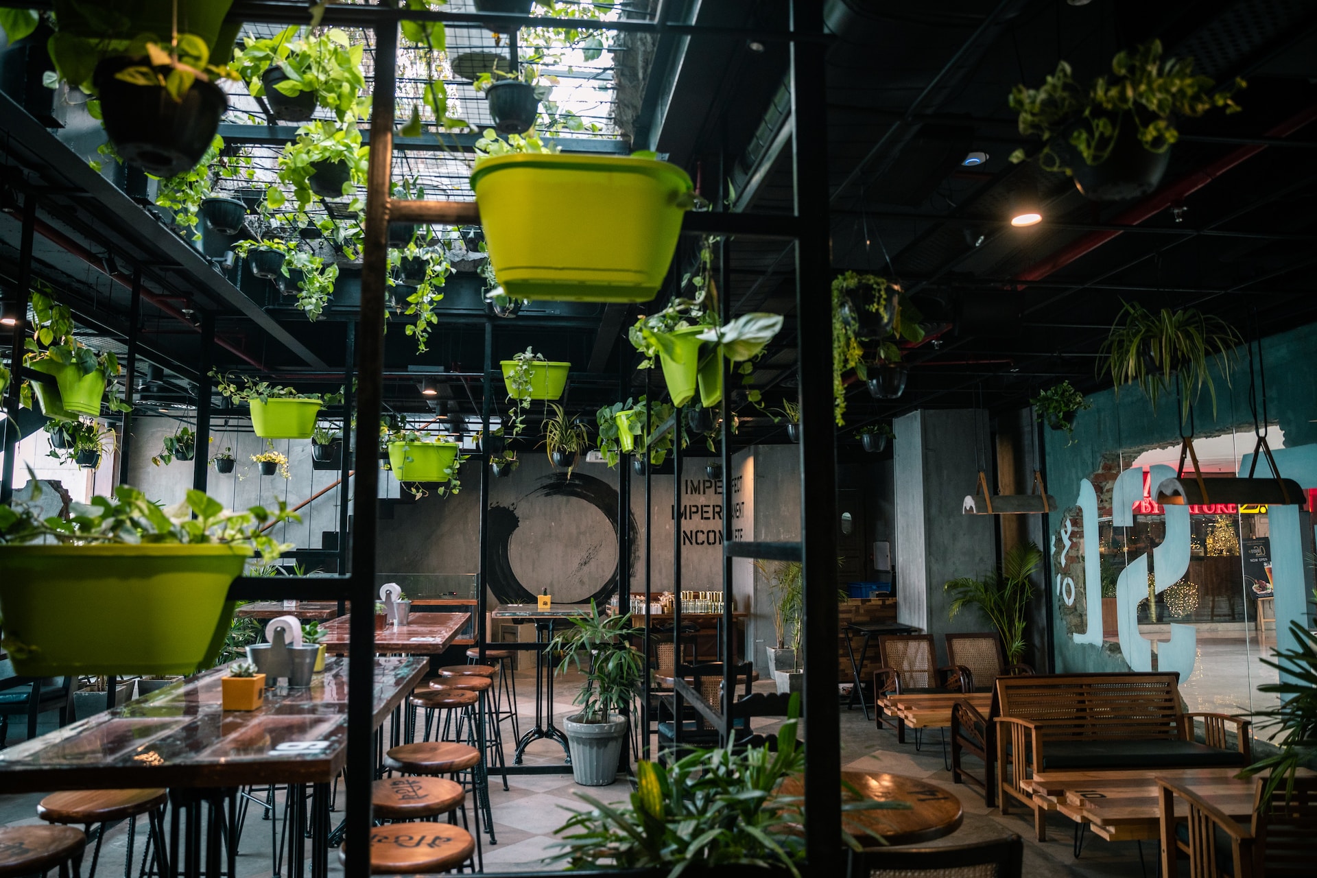 indoor space with lots of greenery